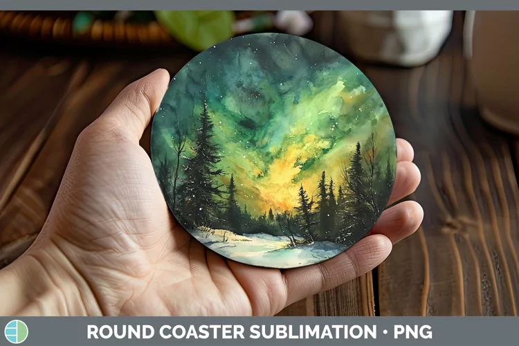 St Patricks Northern Lights Round Coaster Sublimation Coaste