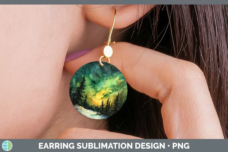 St Patricks Northern Lights Round Earrings Sublimation Earri