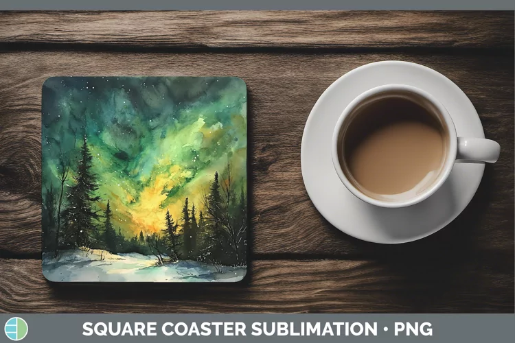 St Patricks Northern Lights Square Coaster Sublimation Coast