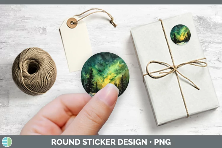 St Patricks Northern Lights Stickers | Round Labels Designs