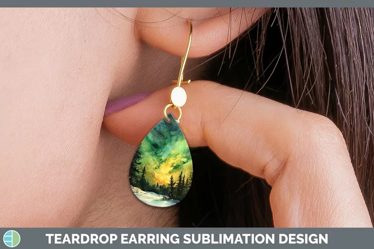 St Patricks Northern Lights Teardrop Earrings Sublimation Ea
