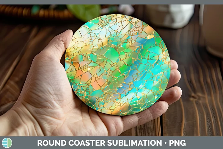 St Patricks Opalescent Round Coaster Sublimation Coaster Des
