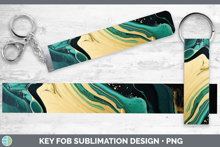 St Patricks Paint Pour Key Fob Sublimation Wristlet Designs