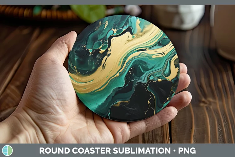 St Patricks Paint Pour Round Coaster Sublimation Coaster Des