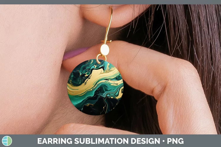 St Patricks Paint Pour Round Earrings Sublimation Earrings D
