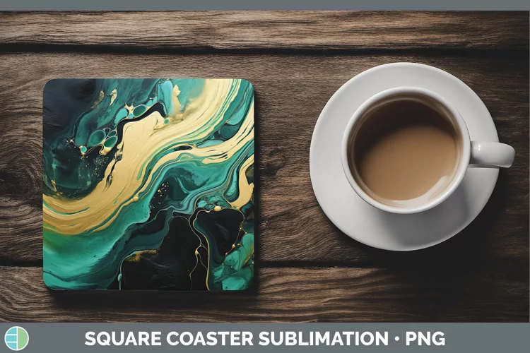 St Patricks Paint Pour Square Coaster Sublimation Coaster De