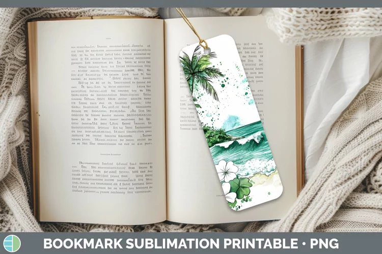 St Patricks Splash Beach Bookmark Sublimation Printable Desi