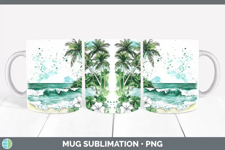 St Patricks Splash Beach Mug Wrap Sublimation Coffee Cup Des