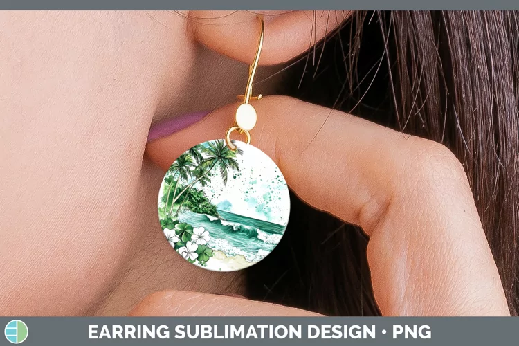 St Patricks Splash Beach Round Earrings Sublimation Earrings