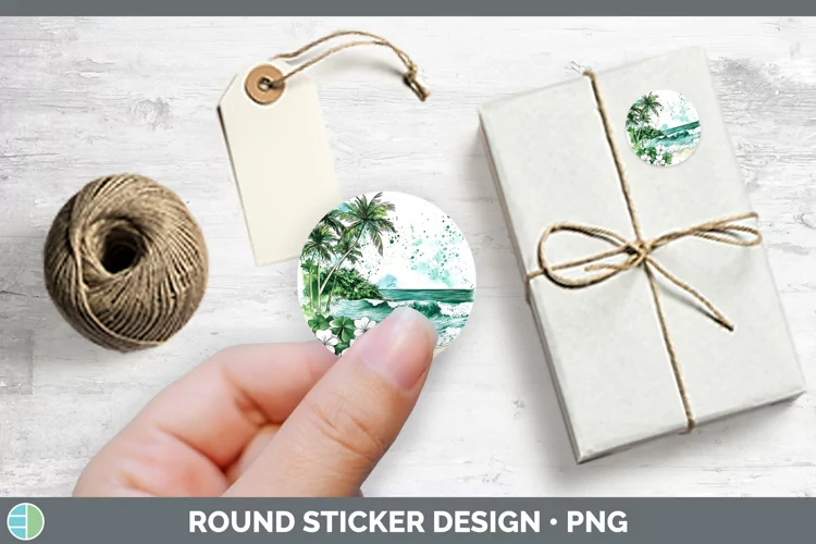 St Patricks Splash Beach Stickers | Round Labels Designs