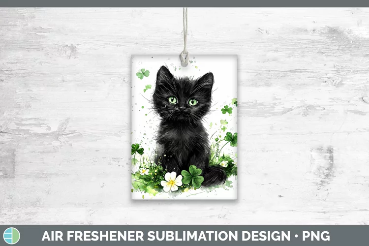 St Patricks Splash Black Cat Air Freshener Sublimation Car F