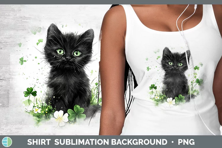 St Patricks Splash Black Cat Shirt Sublimation Sublimation B