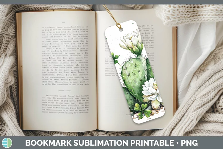 St Patricks Splash Cactus Bookmark Sublimation Printable Des