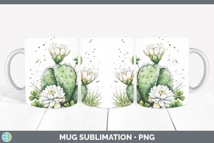 St Patricks Splash Cactus Mug Wrap Sublimation Coffee Cup De
