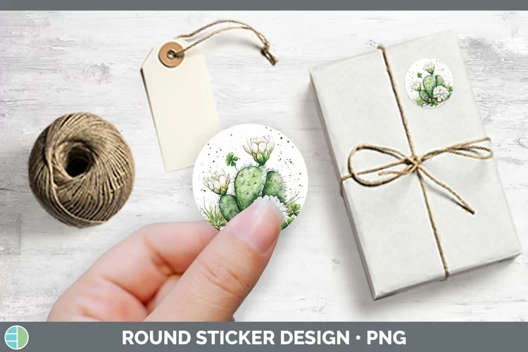St Patricks Splash Cactus Stickers | Round Labels Designs