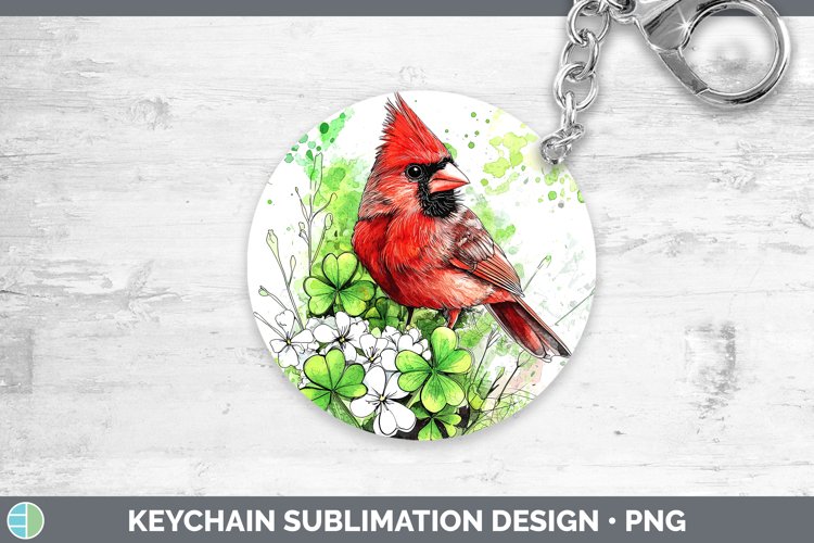 St Patricks Splash Cardinal Keychain Sublimation Keyring Des