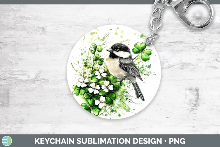 St Patricks Splash Chickadee Keychain Sublimation Keyring De