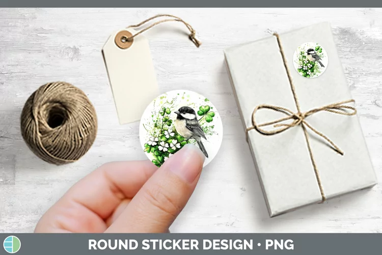St Patricks Splash Chickadee Stickers | Round Labels Designs