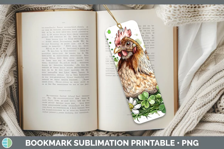 St Patricks Splash Chicken Bookmark Sublimation Printable De