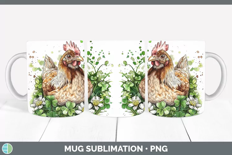 St Patricks Splash Chicken Mug Wrap Sublimation Coffee Cup D