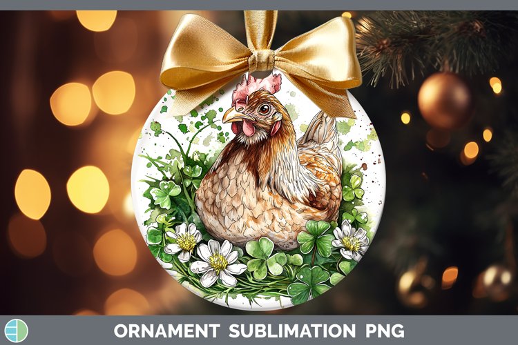 St Patricks Splash Chicken Ornament Sublimation Bauble Desig