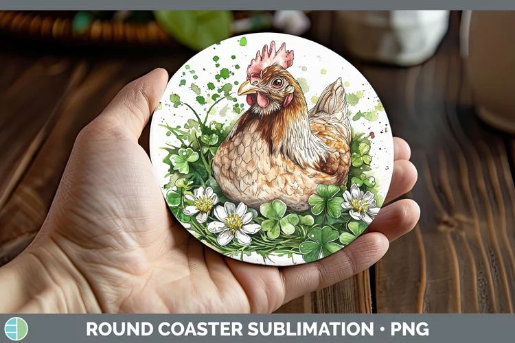 St Patricks Splash Chicken Round Coaster Sublimation Coaster