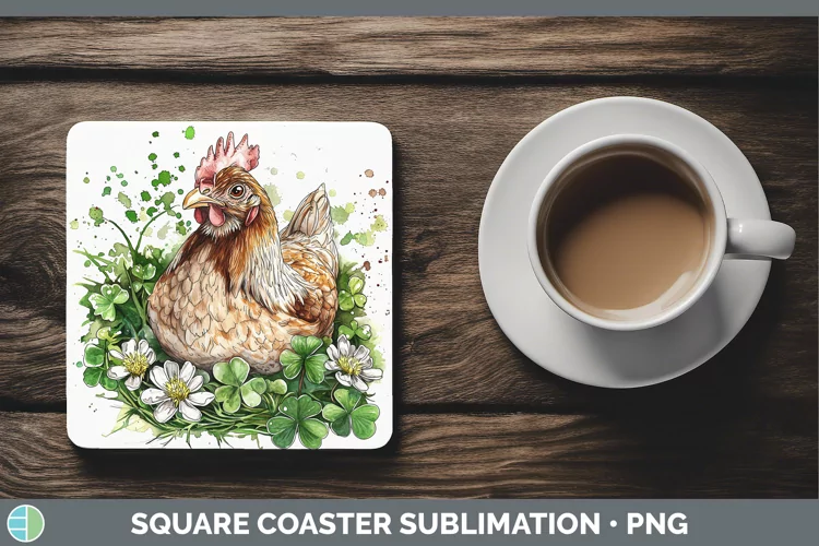 St Patricks Splash Chicken Square Coaster Sublimation Coaste
