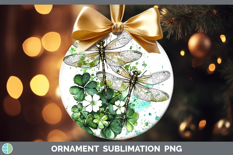 St Patricks Splash Dragonfly Ornament Sublimation Bauble Des