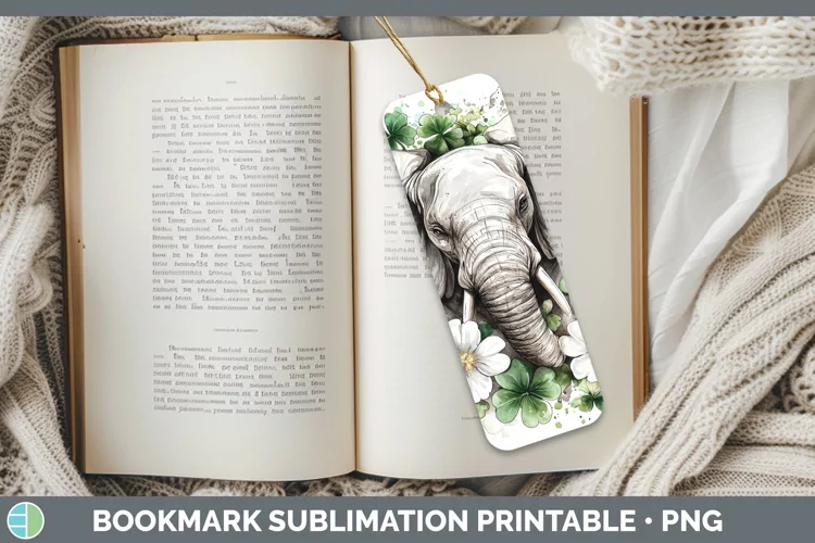 St Patricks Splash Elephant Bookmark Sublimation Printable D