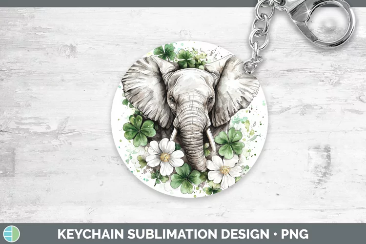 St Patricks Splash Elephant Keychain Sublimation Keyring Des
