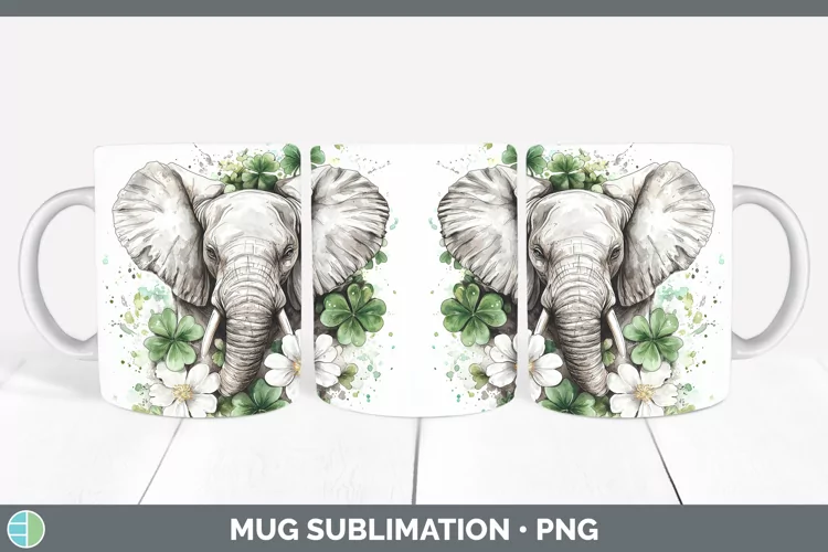 St Patricks Splash Elephant Mug Wrap Sublimation Coffee Cup