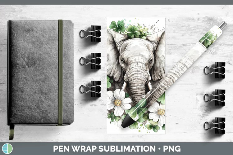 St Patricks Splash Elephant Pen Wrap Sublimation Pen Designs