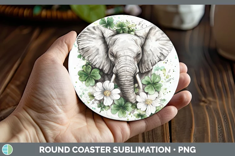 St Patricks Splash Elephant Round Coaster Sublimation Coaste