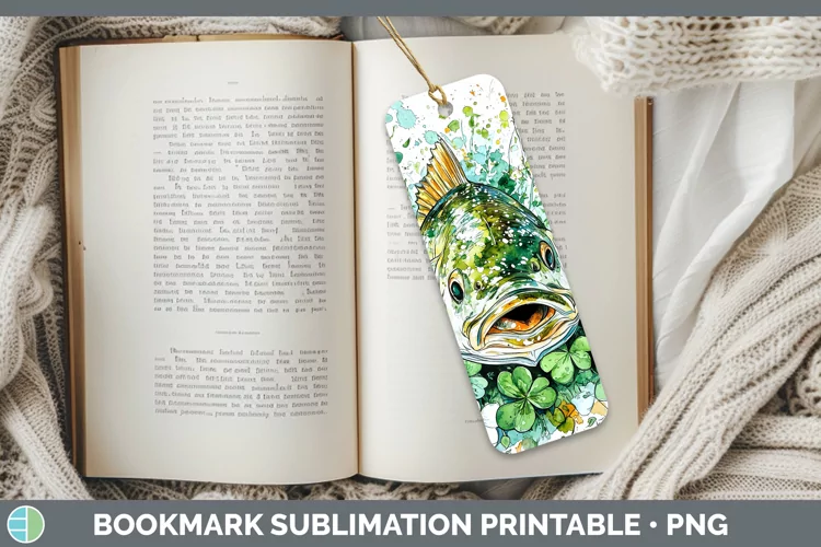 St Patricks Splash Fish Bookmark Sublimation Printable Desig