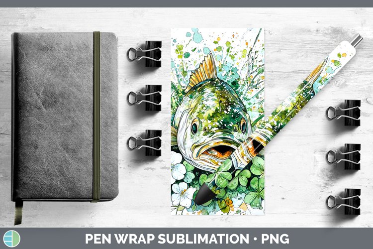 St Patricks Splash Fish Pen Wrap Sublimation Pen Designs