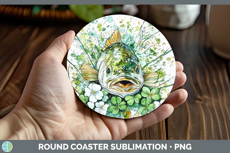St Patricks Splash Fish Round Coaster Sublimation Coaster De