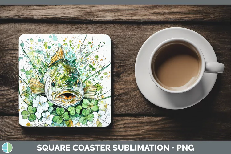 St Patricks Splash Fish Square Coaster Sublimation Coaster D