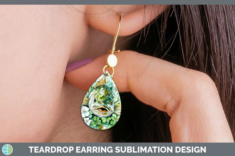 St Patricks Splash Fish Teardrop Earrings Sublimation Earrin