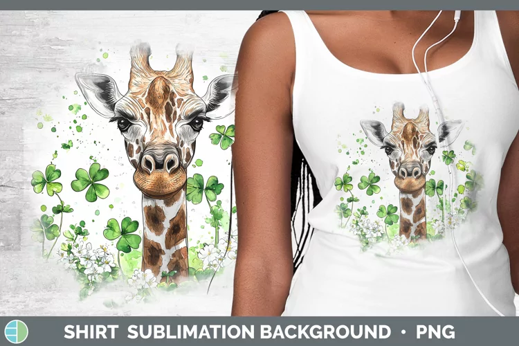 St Patricks Splash Giraffe Shirt Sublimation Sublimation Bac