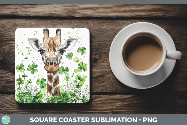 St Patricks Splash Giraffe Square Coaster Sublimation Coaste