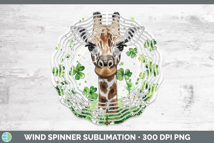 St Patricks Splash Giraffe Wind Spinner Sublimation Spinner