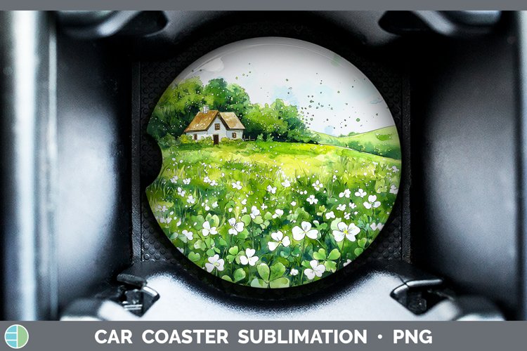 St Patricks Splash Landscape Car Coaster Sublimation Design