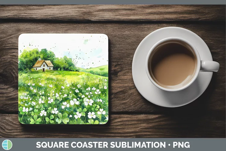 St Patricks Splash Landscape Square Coaster Sublimation Coas