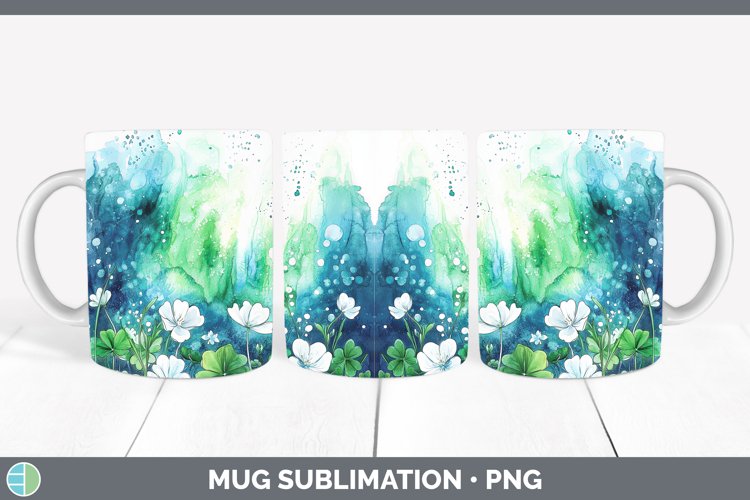 St Patricks Splash Northern Lights Mug Wrap Sublimation Coff