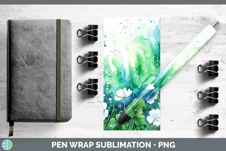 St Patricks Splash Northern Lights Pen Wrap Sublimation Pen