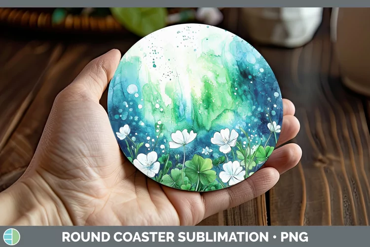 St Patricks Splash Northern Lights Round Coaster Sublimation
