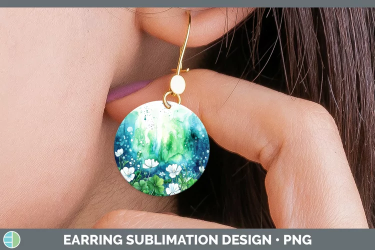 St Patricks Splash Northern Lights Round Earrings Sublimatio