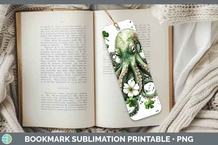 St Patricks Splash Octopus Bookmark Sublimation Printable De