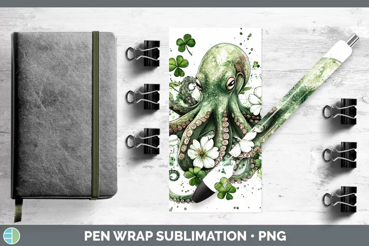 St Patricks Splash Octopus Pen Wrap Sublimation Pen Designs