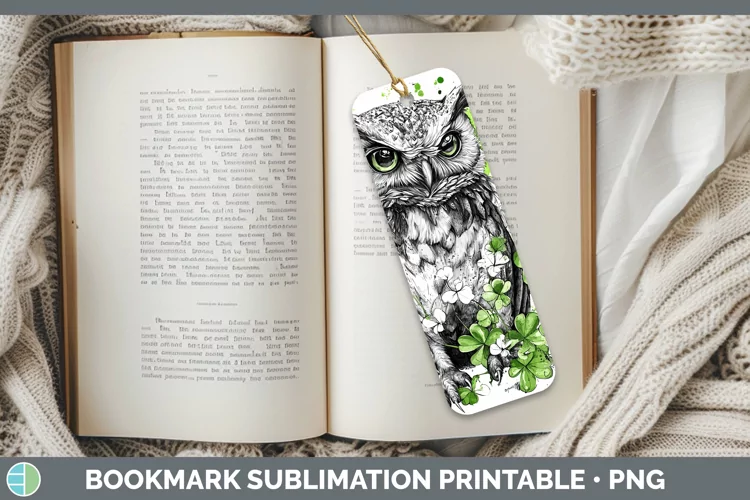 St Patricks Splash Owl Bookmark Sublimation Printable Design